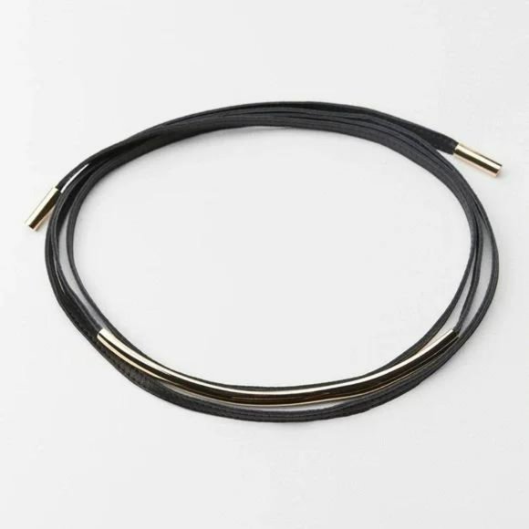 ZARA FLAT LEATHER TUBULAR BELT - Picture 2 of 4